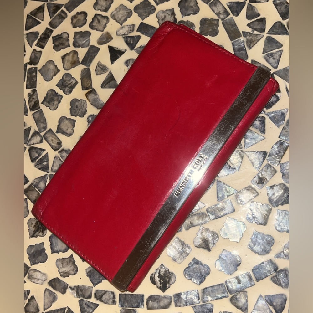 Kenneth Cole Red Wallet with Metallic Silver Trim